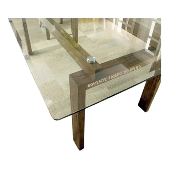 Tampo De Mesa Vidro Temperado Incolor 12mm 200 X 100 Bisote