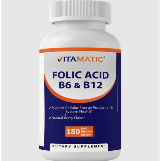 Vitamatic Ácido Fólico B6 Y B12 5mg/1000mcg 180 Tabletas