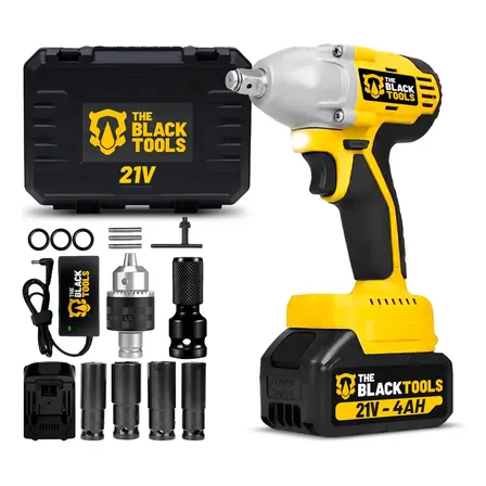 Chave De Impacto A Bateria 21v 430nm Brushless 13mm Com Maleta E 1 Bateria The Black Tools Tb-21ik Amarelo 127/220v 50/60hz