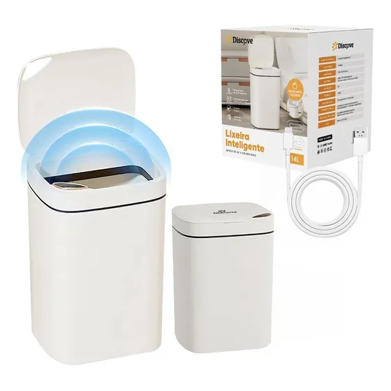 Lixeira Inteligente 12 Litros Sensor Recarregável Usb 3modos