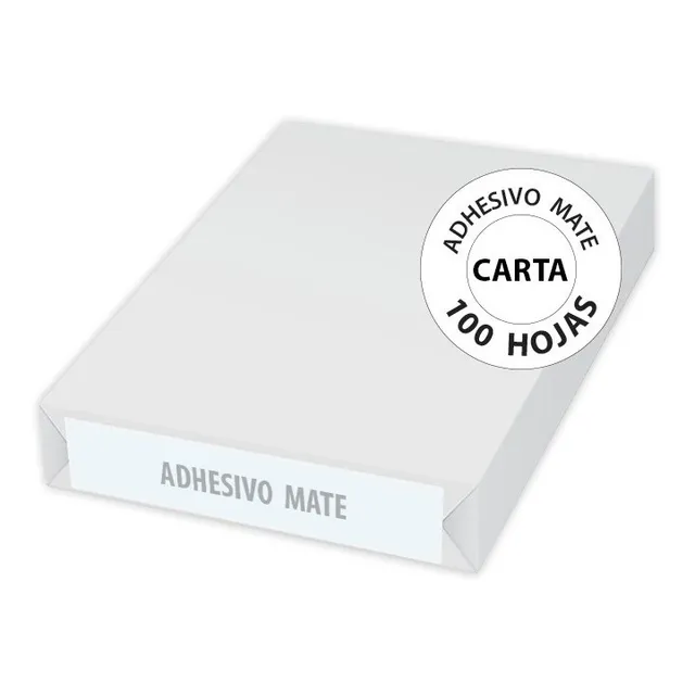 Adhesivo Blanco Mate Carta  - 1 Paquete Con 100 Hojas