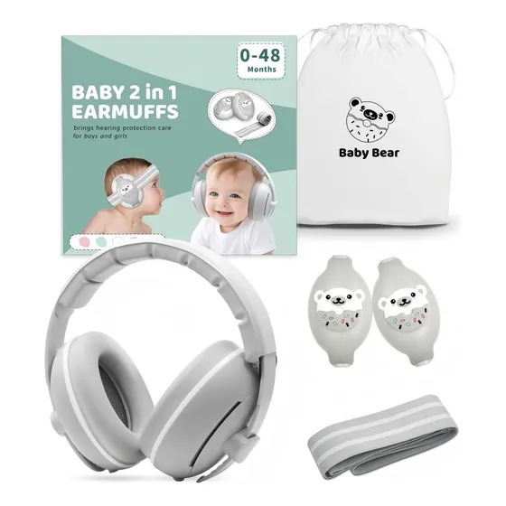 Banna Orejeras para ruido Banna Para Bebés Reducción De Ruido De 25 Db Gris
