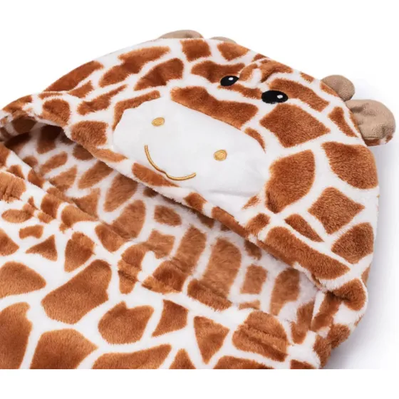 Manta Cobertor Bebê Infantil Com Capuz Girafinha Bordada