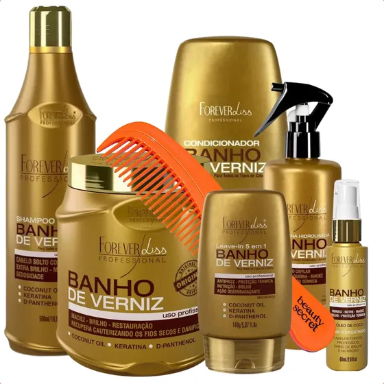 Kit Forever Liss Banho De Verniz Profissional e Pente Beauty
