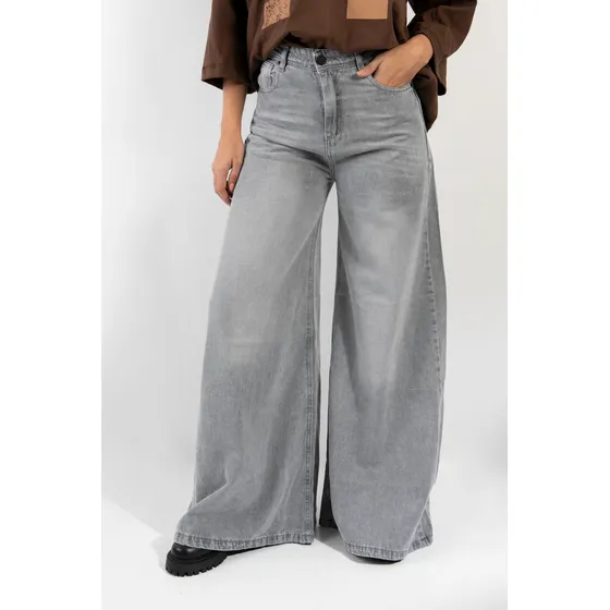 Jean Wide Leg Super Ancho Palazzo Denim Amplio Talles