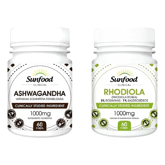 Promo Rhodiola Rosea + Ashwagandha Adaptogenos 1000mg 60caps