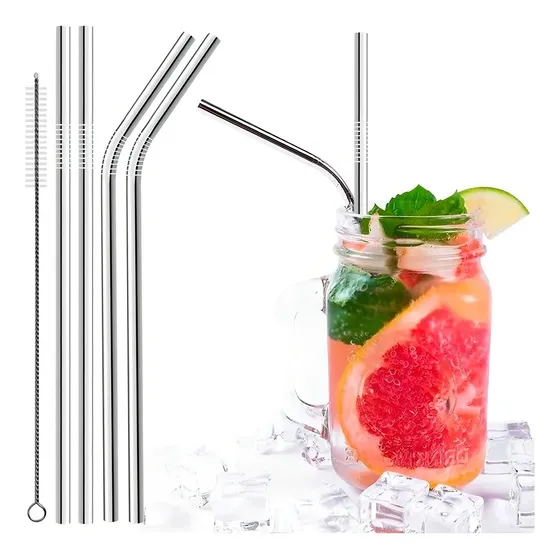 Set Pack 4 Sorbetes Acero Inoxidable Metal + Limpiador Color Gris Claro