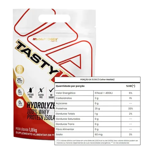 Suplemento Tasty Iso Whey protein Isolado Refil Sachê Bag 1,8kg Adaptogen Science Sabor Morango