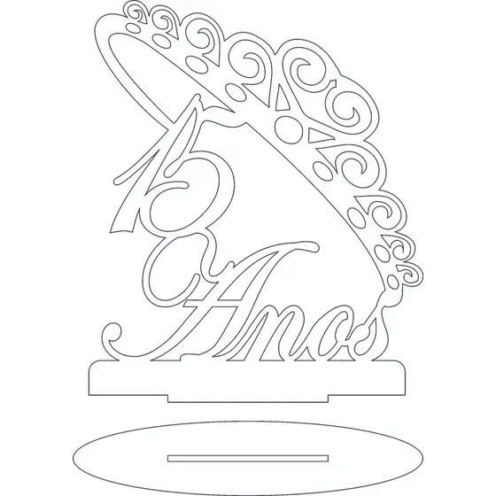 Kit 10 Centro De Mesa  15 Anos Coroa Mdf