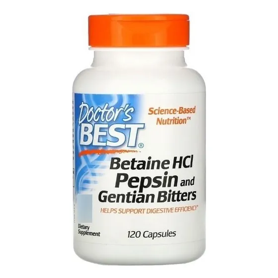 Betaína Hcl Pepsina Y Genciana Amarga Apoyo Digestivo 120ct Sabor N/a