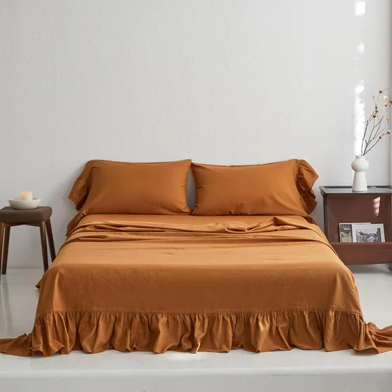 King Linens Juego De Sábanas De Lino Belga Con Volantes ' 4