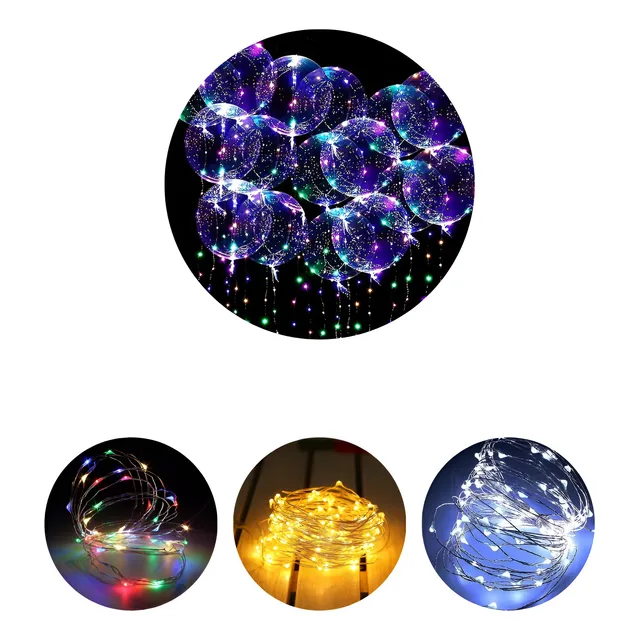 30 Globos Burbuja Cristal Con Luz Led Luminoso Y Pilas