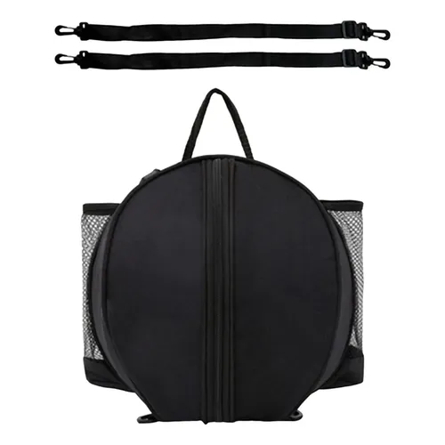 Mochila De Red Para Balones 2 Piezas | Bolsa De Transporte Para Baloncesto, Fútbol Y Tenis Con Bandolera Ajustable – Negro