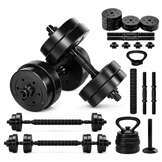 Kit Halteres e Kettlebell Boldfit Ajustáveis de 20kg para Treino