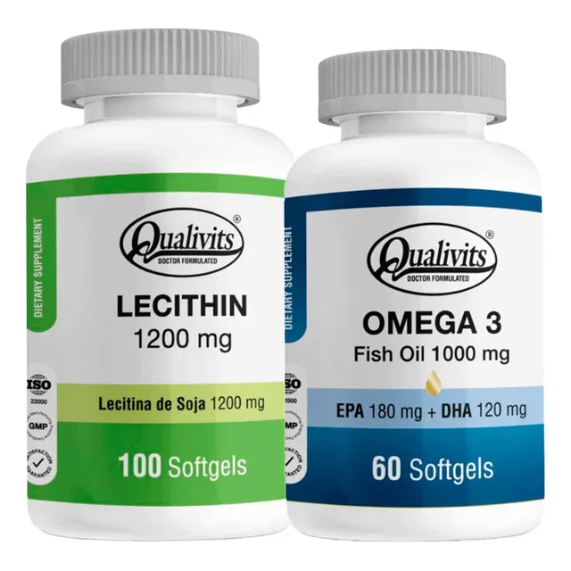 Omega 3 1000 Mg 60 Caps. Lecitina De Soja 1200 Mg Qualivits