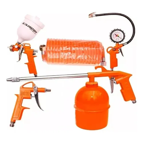 Juego Compresor Lüsqtoff Para Pintar - Kit 5 Piezas Color Naranja