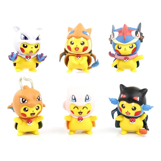 Set De 6 Figuras De Acción De Pokémon Pikachu 7cm