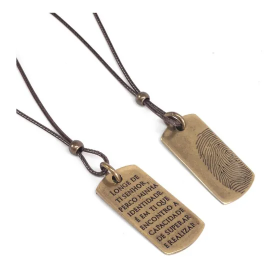 Colar Masculino Religioso Gospel Medalha Marrom