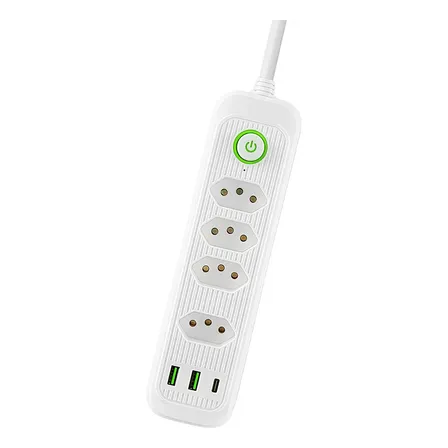 Extensão 5 Tomadas E 2 Usb 1 Pd Led Bivolt Power 110v/220v