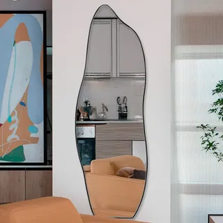 Rei Dos Vidros Espelho Orgânico 150x50cm Para Parede Com Moldura Mod Flame