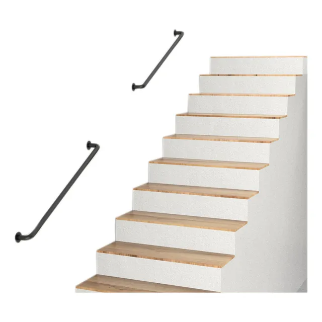 Industrias Alvarez Barandal De Escalera Negra De 100cm Barandal Pasamanos Color Negro