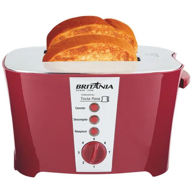Torradeira Tosta Pane Vermelha 800w Britânia 127v