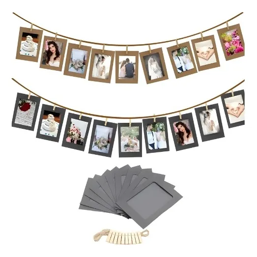 Set- Marcos De Fotos De Papel Kraft Con Clips/ Fotos Gratis