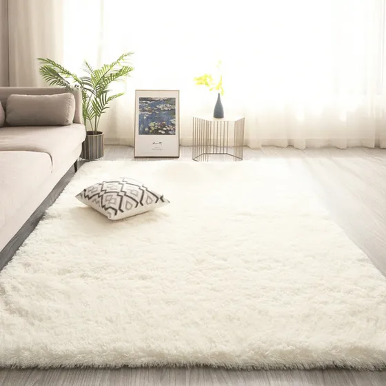 Tapete Sala Peludo 2,00 X 1,40 Quarto E Cozinha Comprimento 2 M Cor Branco Desenho Do Tecido Saggy Largura 1.4 M