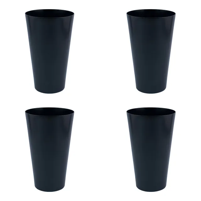Set 4 Vasos De Aluminio Metalizados 630 Ml Color Negro Nuvo