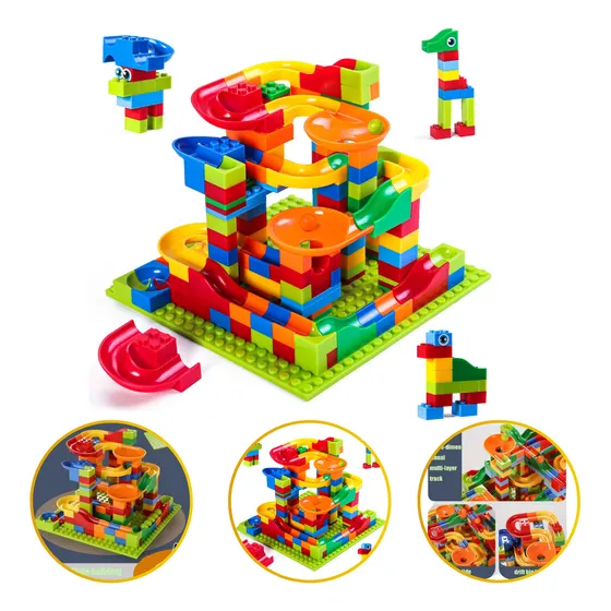 Blocos De Montar Pista Corrida P/ Bolinhas Rola Bola 168 Pcs