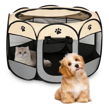Tenda Dobrável Cercado Grade Pet Para Cachorros E Gatos Cinza