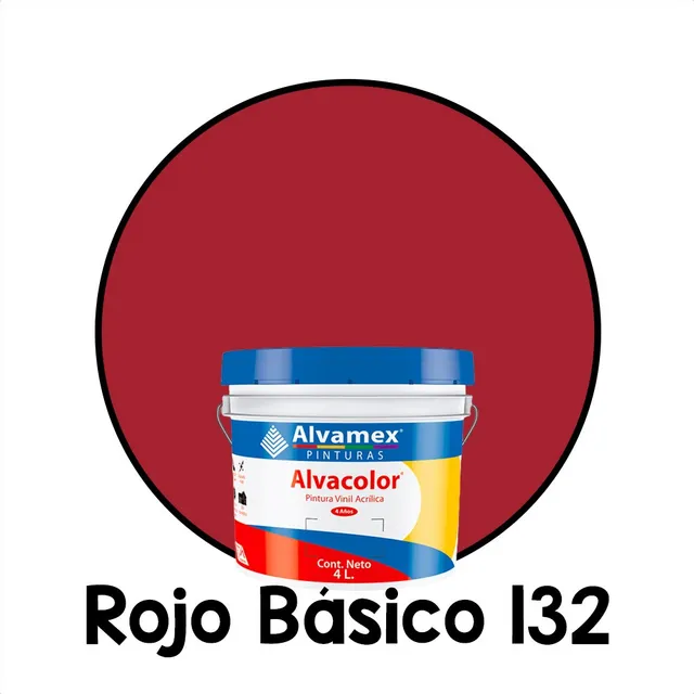 Pintura Vinilica Mate 4 Litros Alvacolor 4 Años Galón Int/ex Color Rojo Básico