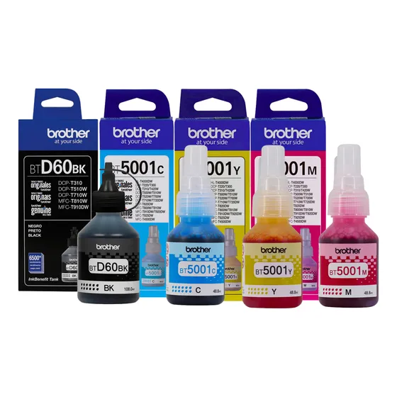 Pack Tintas Brother Original Bt5001 Y D60 T500 T300