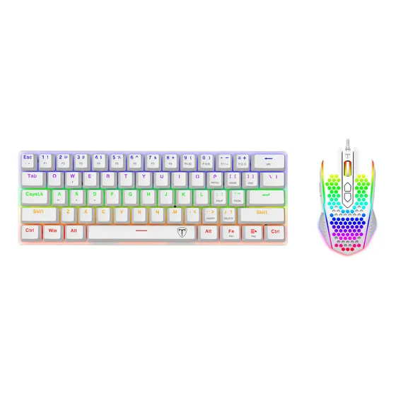 Combo T-dagger Main Force White -teclado 60%+ Mouse, Español Color del mouse Blanco Color del teclado Blanco