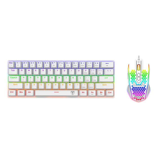 Combo T-dagger Main Force White -teclado 60%+ Mouse, Español Color del mouse Blanco Color del teclado Blanco
