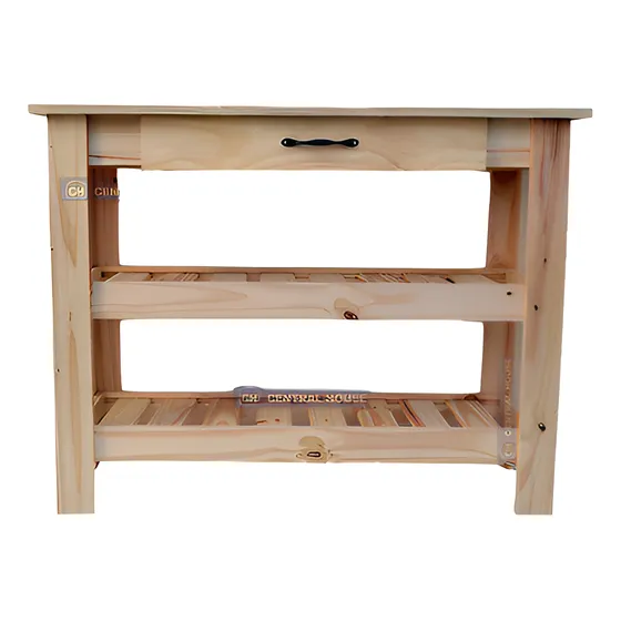 Mesa De Arrime Desayunador 1 Cajon + 2 Parrilas Pino 100cm
