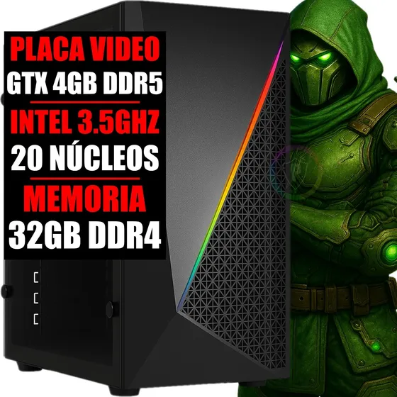 Pc Gamer Xeon 20 Núcleos / Gtx 4gb Ddr5 / 32g Ddr4 / Ssd 480