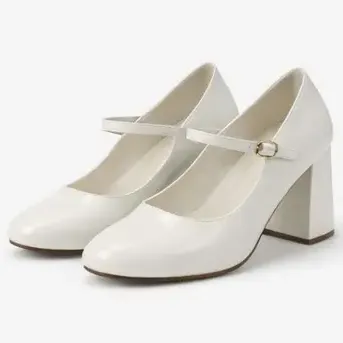 Zapatos Mujer Blanco Charol Tacón Grueso Elegante Tfy 72