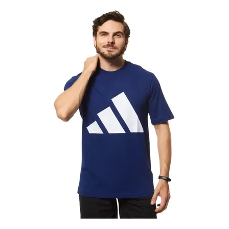 Camiseta Masculina Essentials Big Logo adidas Dkblue/white Liso M Lisa