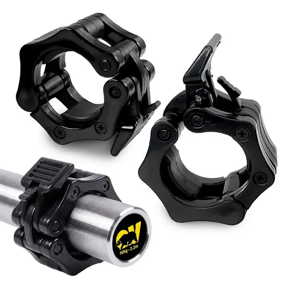 Collarines Para Barra Olimpica Overfit Color Negro Par Con Cierre De Clip