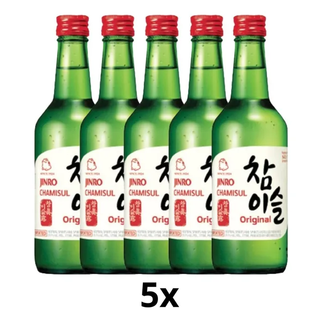 Kit C/ 5 Bebidas Coreana Destilada Soju 360ml Jinro