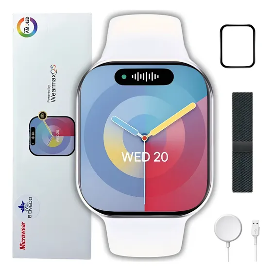 Smart Watch W99+ Pro Series 10 Amoled Bússola Nfc 2025 Caixa Branco/silver