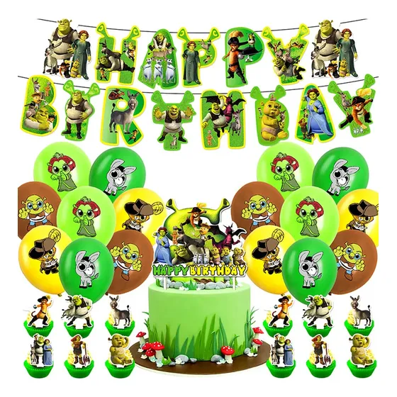 Kit Globos Shrek De Cumpleaños Decoración Temática