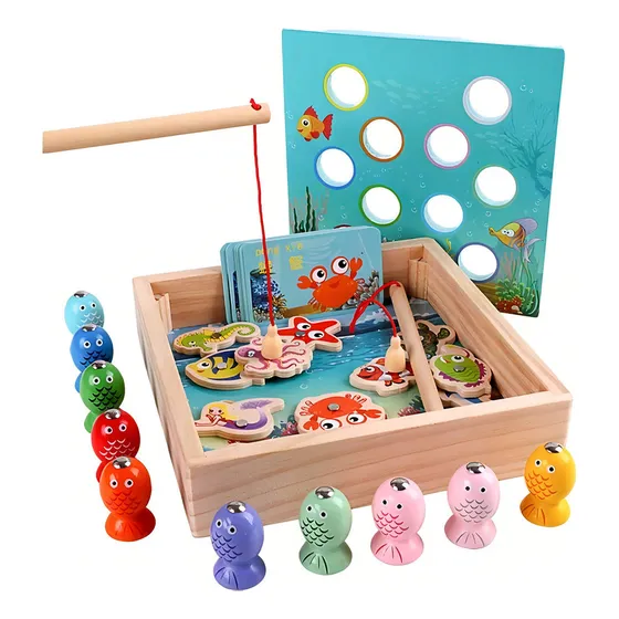. Juguete De Madera Para Juegos De Pesca, Juguetes Color Fix