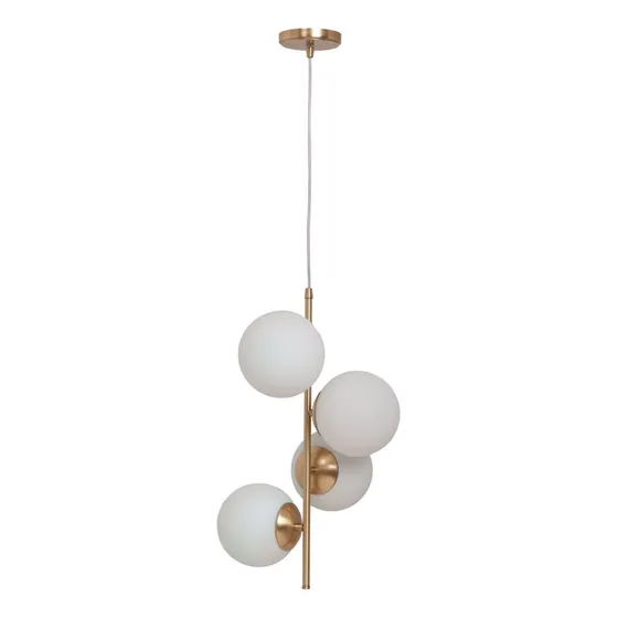 Lampara Colgante Dorado 4 Luces Elyn Globo Opal Apto E27 Led