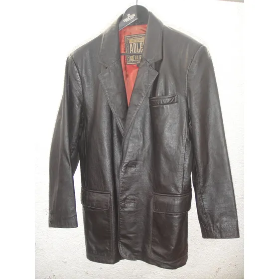 Chaqueta Larga De Cuero Elegante Para Caballeros