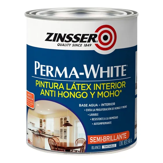 Zinsser Perma White latex interior semi brillante antihongo 1L color blanco