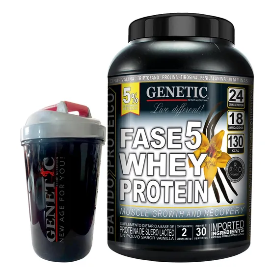 Proteína Fase 5 Aumento Muscular Recuperación Shaker Genetic