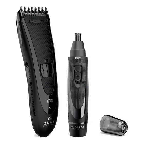Combo Ga.ma T744 Cortapelo T742+trimer Gnt512 Black Titanium Color Negro