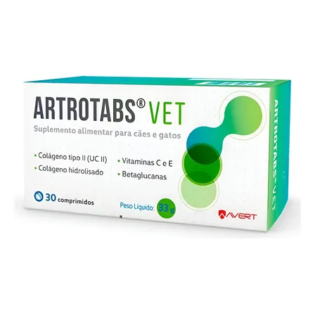 Artrotabs Vet Avert 30 Comprimidos Fortalece Articulações